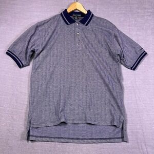 Dolphin Cove Herringbone Knit Delta Dental Logo Polo Shirt Mens‎ Large Blue